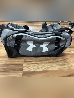 Under Armour Gray Duffel Bag with White Logo